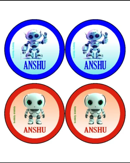 Round Labels Cute Robots