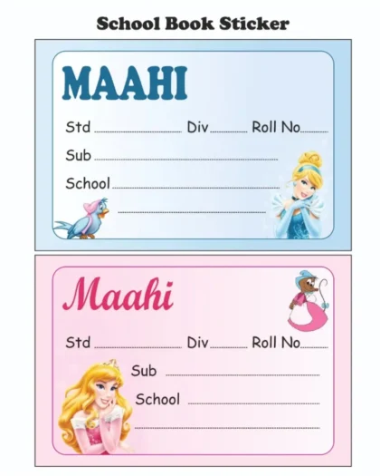 School Book Labels Cindrella