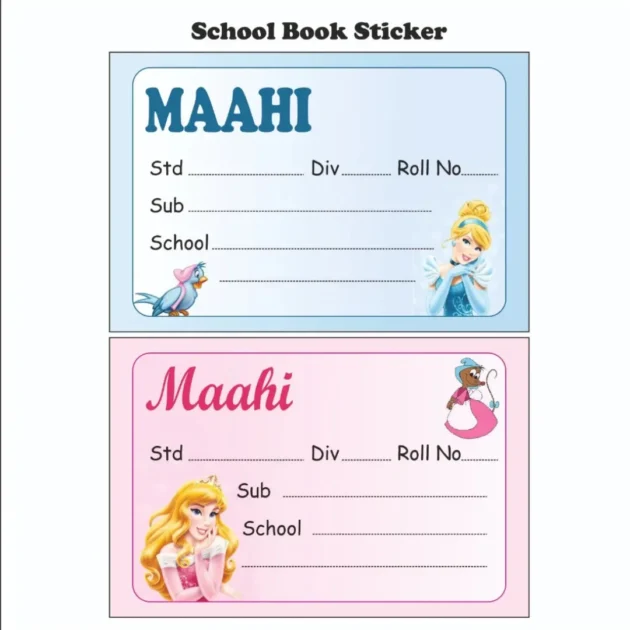 School Book Labels Cindrella