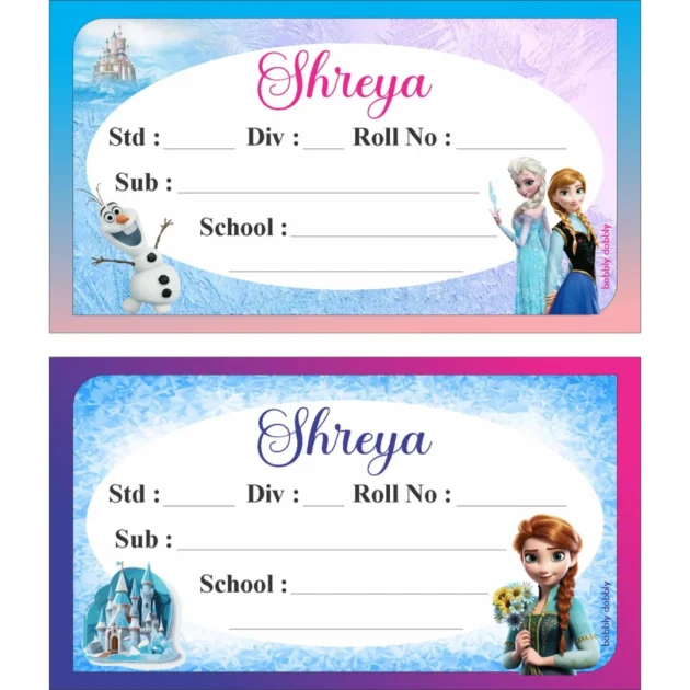 School Book Labels Frozen