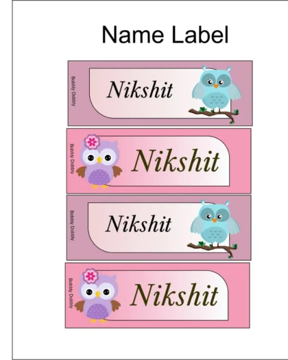 Name Labels Owls