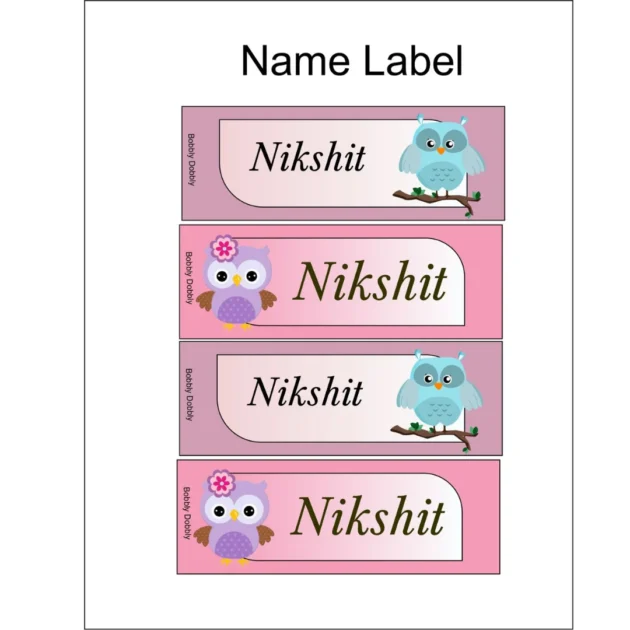 Name Labels Owls