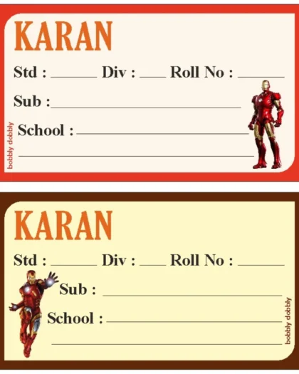 School Book Labels Ironman