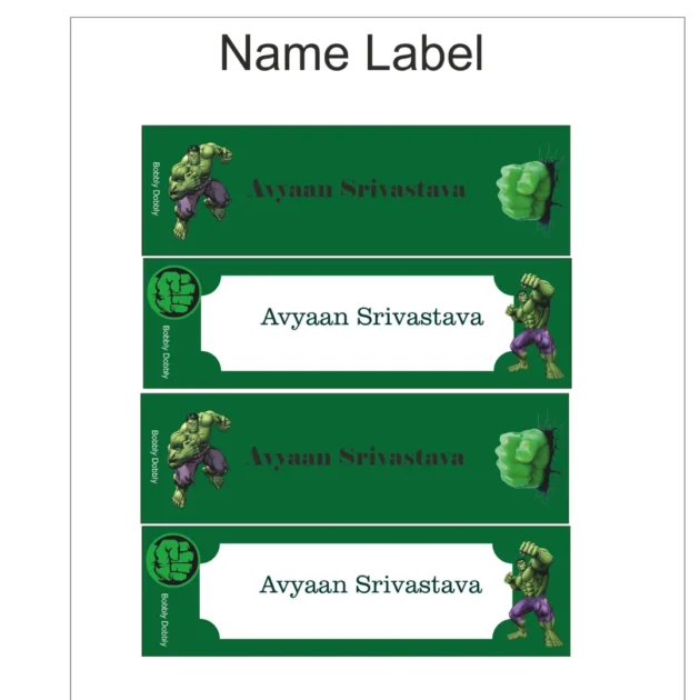 Name Labels Hulk