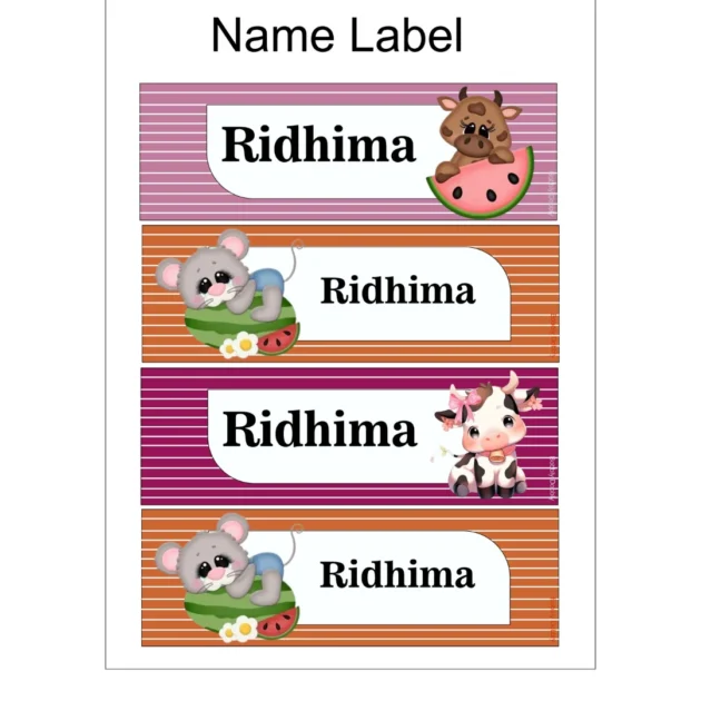 Name Label Farm Animals