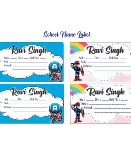 School Book Labels Captain America