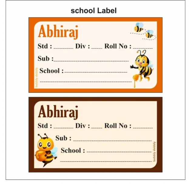 School Book Labels Honey bees