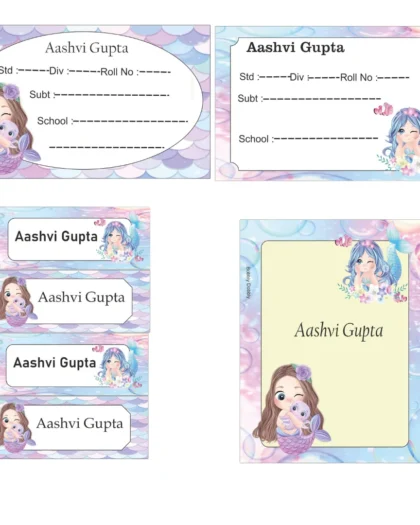 School Combo Labels Cute Mermaid