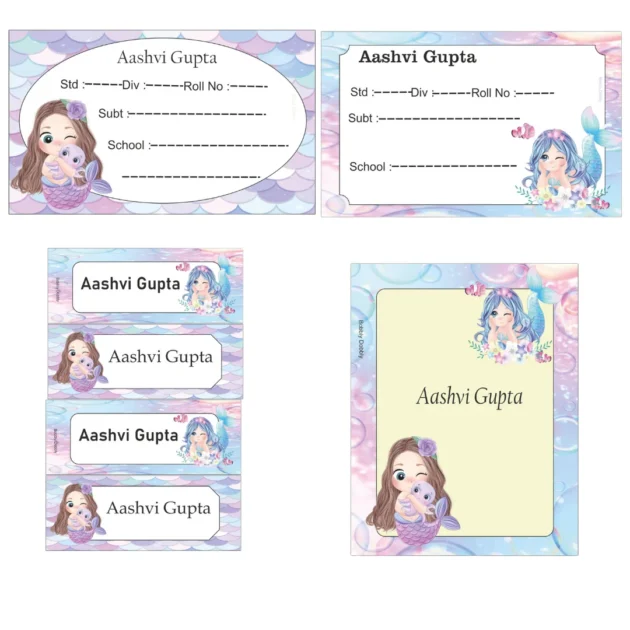 School Combo Labels Cute Mermaid