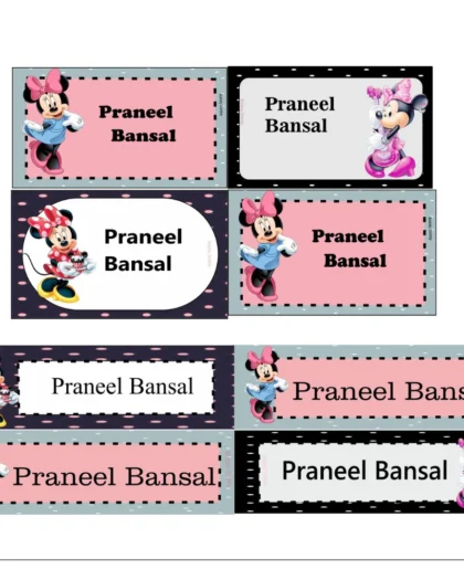 Name Label Combo Minnie Mouse