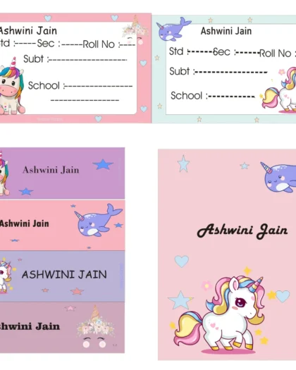 School Combo Labels Cute Fairy Unicorn